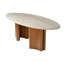 Load image into Gallery viewer, Solvia | Modern Oval Travertine Dining Table