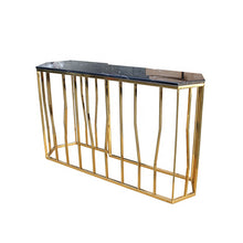 이미지를 갤러리 뷰어에 로드 , 가짜 대리석 상판과 금속 프레임이 있는 Capone 콘솔 테이블