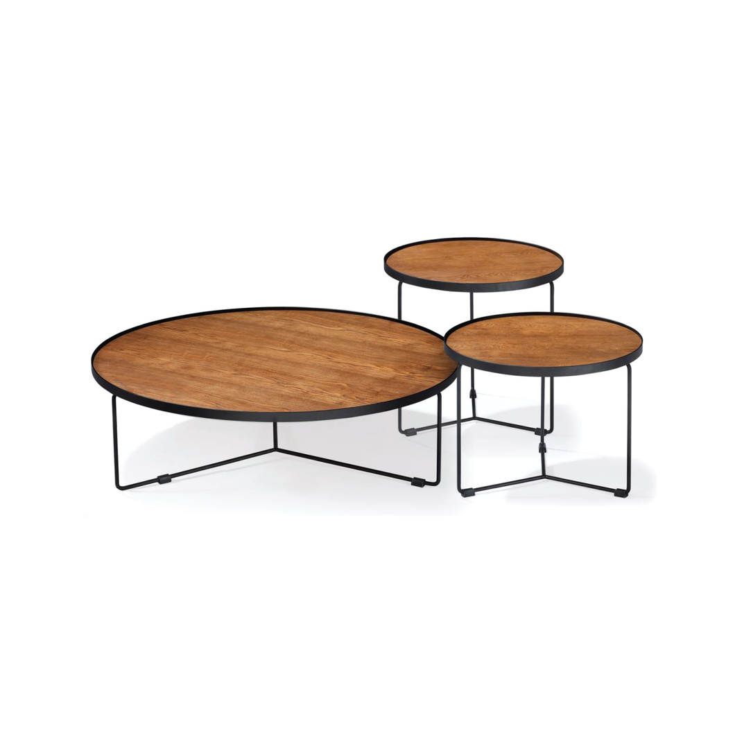 Fabre Round Coffee Table Set of 3 - Wooden top