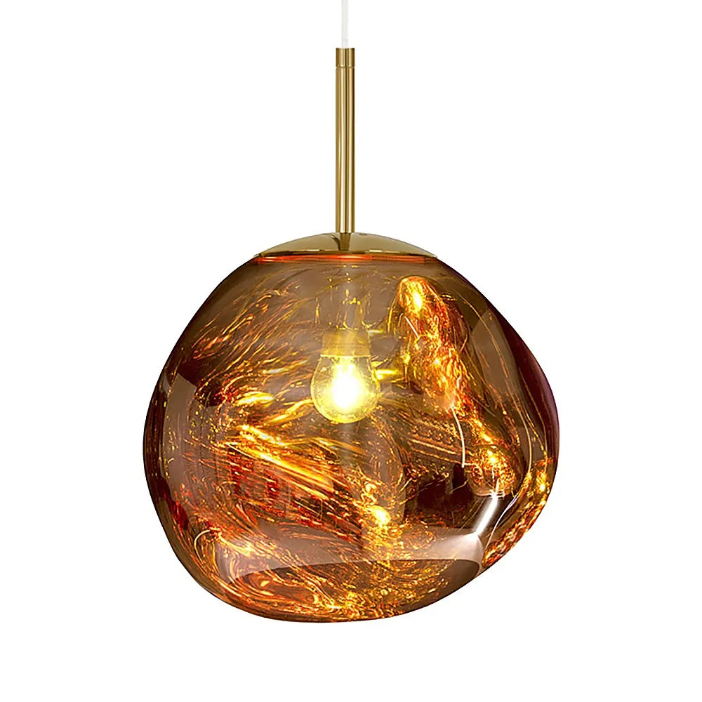 Irregular Glass Ball Metal Single Light Small Mirror Pendant Light in Gold